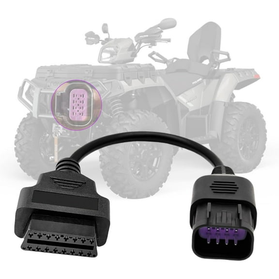 OBD2 Adapter Fit for Polaris 8 Pin to Obdii 16 Pin Female Connector,Fit for Polaris Slingshot Motorcycle, RZR, Ranger, General,Sportsman, ACE, ATV Scan Tool Cable, Work with Diagnostic Code Reader
