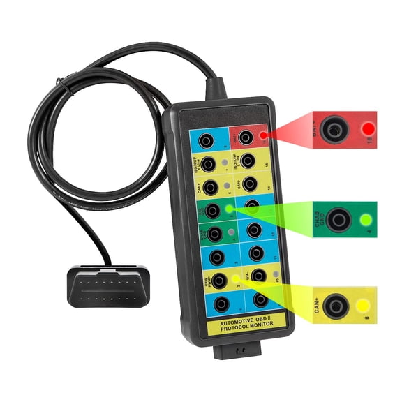 OBD2 Breakout Box with LED Indicators, 16-Pin Automotive Diagnostic Tool, Portable Testing Device