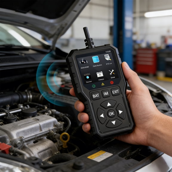 OBD2 Car Diagnostic Scanner with 3.43 Inch Wide Screen and I/M Readiness Check Sleek Automobile Fault Detector for Home Mechanics and Hobbyists