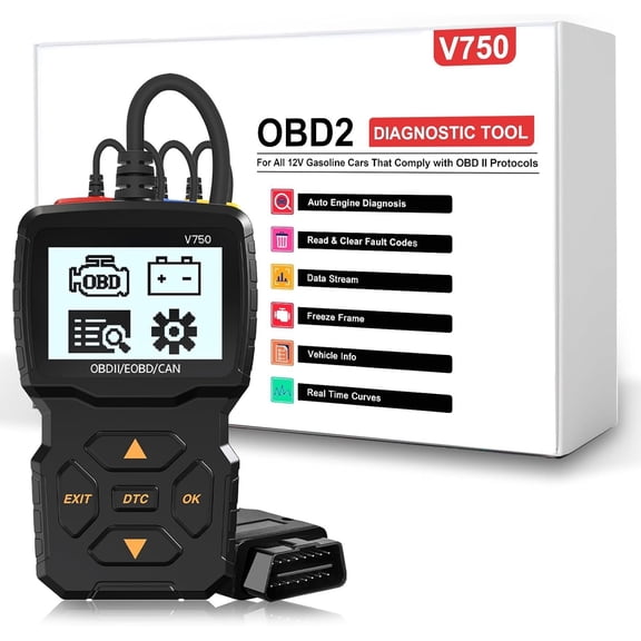 OBD2 Diagnostic Device Auto OBD2 Scanner,OBD2 EOBD Error Code Reader Scanner with DTC Definition Detection and in OBDII Protocol in Scanner(Black)