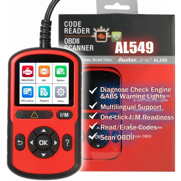 OBD2 Scanner AutoLink AL549 Code Reader with AutoVin Diagnostic Tool Color-Coded Fault and IM Readiness Universal   Test  PCM and ABS Coverage  Ver. of  AL519