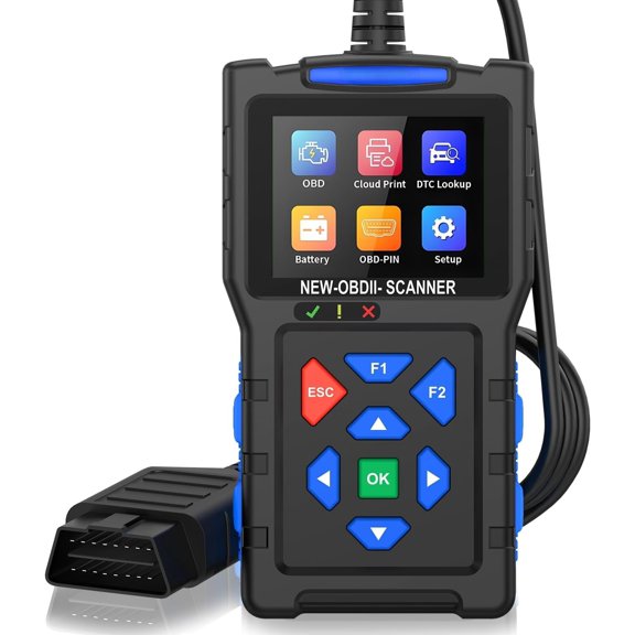 OBD2 Scanner Code Reader Engine Fault Scanner CAN Diagnostic Scan Tool 2.8" Color High-Res Screen, 50,000+ DTCs Check Engine Light Code Reader,Cranking & System Test, Cloud Print
