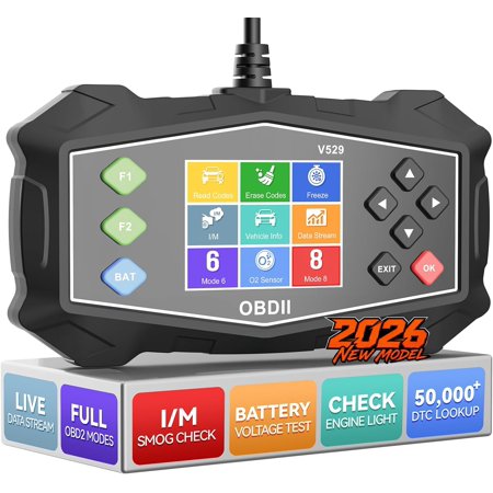 OBD2 Scanner Diagnostic Tool - Check Engine Code Reader with Tester, EVAP, Live Data, Mode 6/8, Professional Scan Tool with Freeze Frame, DTC Lookup for OBDII 1996+