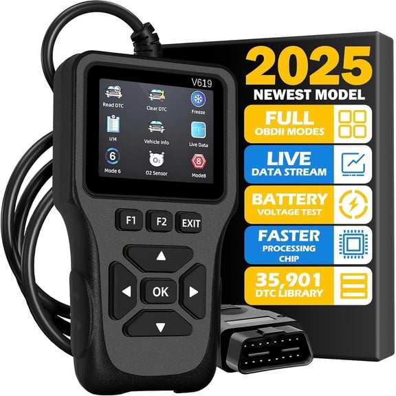 OBD2 Scanner Diagnostic Tool, Check Engine Code Reader with 35901 DTC Lookup, Mode 6 & 8, I/M Readiness for  OBDII  Since 1996 (Gray)