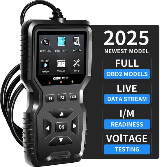 V519 OBD2 Scanner Diagnostic Tool - Check Engine Code Reader with Complete OBD2 Functionality, Reset, for OBDII Vehicles after 1996+ Black