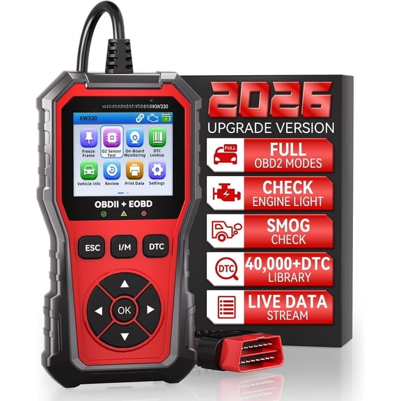 OBD2 Scanner Diagnostic Tool KW330, Check Engine Code Reader with Test, Live Datastream, Freeze Frame, Scanner Diagnostic Tool for OBDII Since 1996
