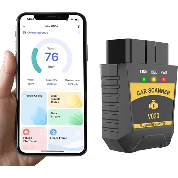 OBD2 Scanner Reader Diagnostic Scan Tool OBD2 Scanner APP for Connect to Phone - Clear/Reset Engine Error Code Reader Diagnostic Tool for &