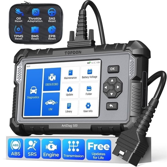 OBD2 Scanner TOPDON ArtiDiag500, Car Diagnostic Scanner, Engine ABS SRS Transmission CAN Diagnostic Full OBD2 Test, Lifetime Free Updates