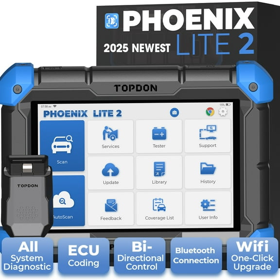 TOPDON Phoenix Lite 2 Bidirectional Scan Tool, OBD2 Scanner, Wireless Automotive scanner tool,Function as AD900BT AD900 Lite,  34+ Reset Services,2 Years Free Update
