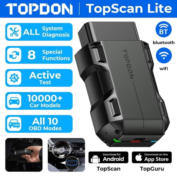 TOPDON TopScan OBD2 Scanner Bluetooth, Bi-Directional Scanner Wireless All System Diagnostic Tool for iOS & Android, 8+ Hot Reset, Repair Guides, Check Engine Car Code Reader
