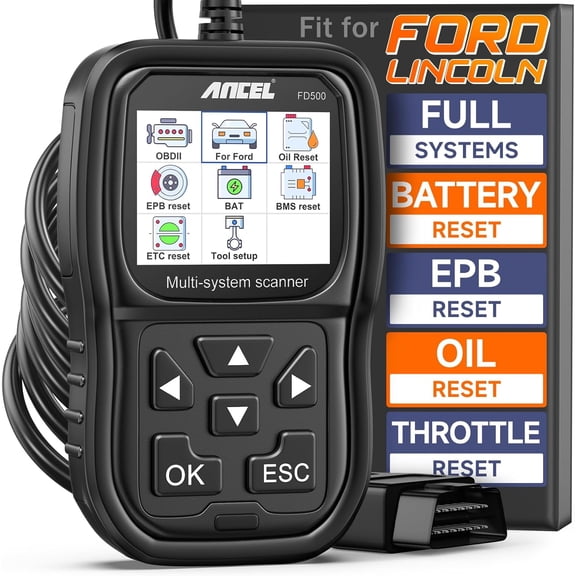 OBD2 Scanner fits for Ford Lincoln Mercury - All Systems Code Reader with Engine, ABS, SRS, Transmission, 4WD Diagnostics - Scan Tool with EPB, Throttle, Oil Reset, Battery Registration