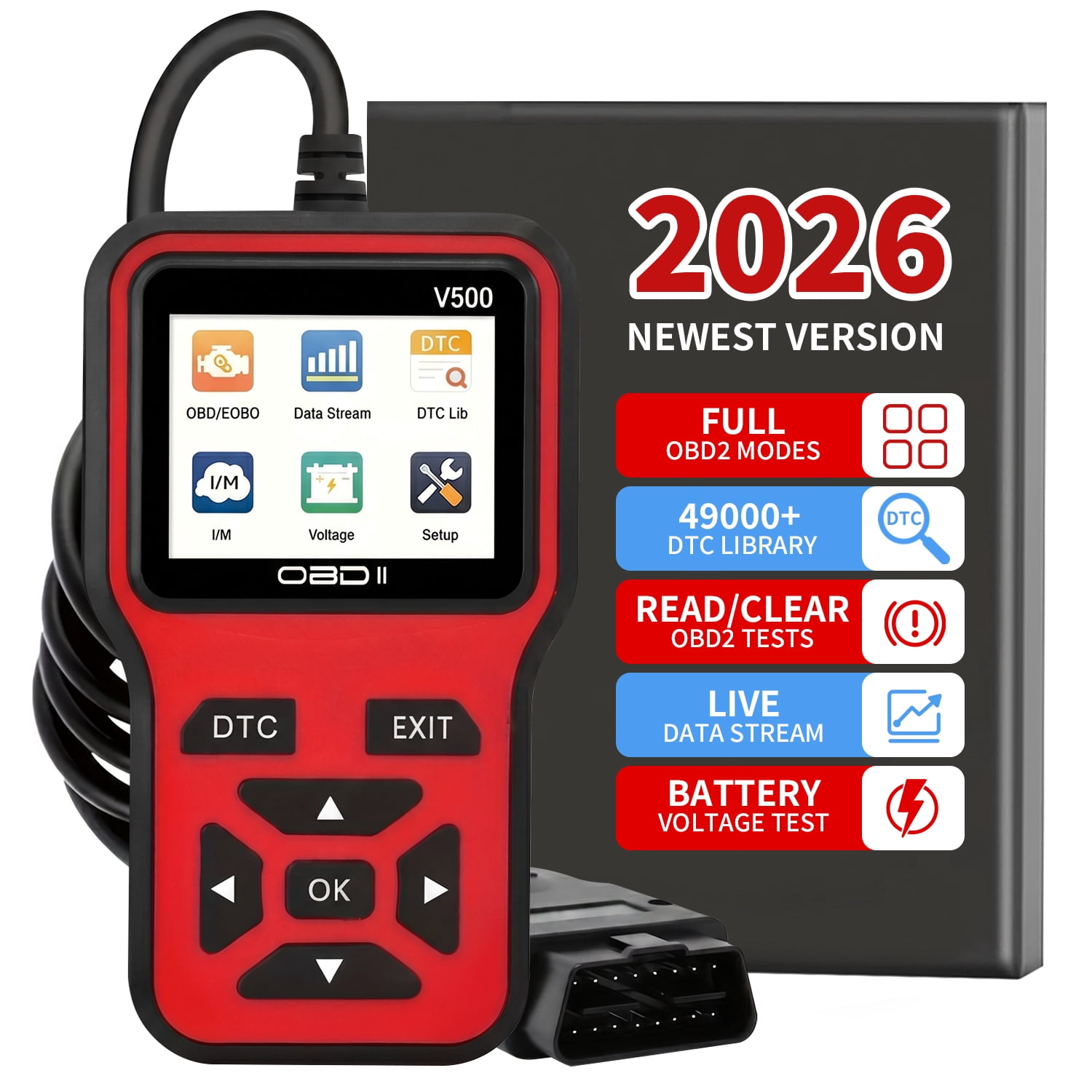 OBD2 Scanner Diagnostic Tool, Code Reader, Auto Diagnostic Tool for Check Engine Light, Car Scanner for All Vehicles since 1996 (2.8'' HD Screen)