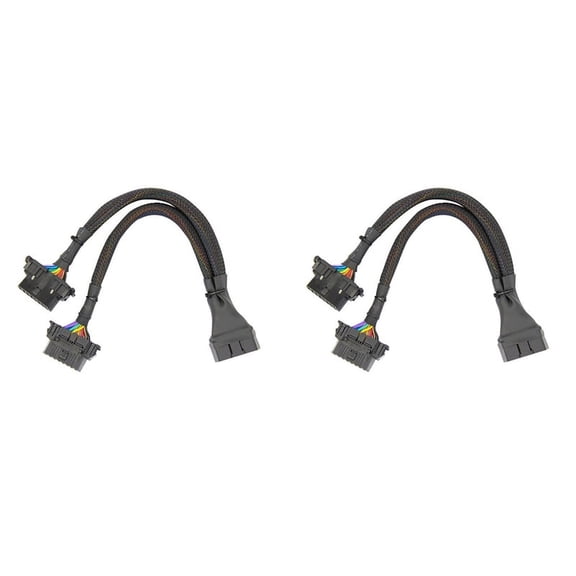 OBD2 Splitter 16 Pin OBD II Splitter Extension 1X Male and Female Extension Cable Adapter (1FT/30CM) (2Pack),2 x OBDII Y Splitter Flat Ribbon Braid Cable,Black