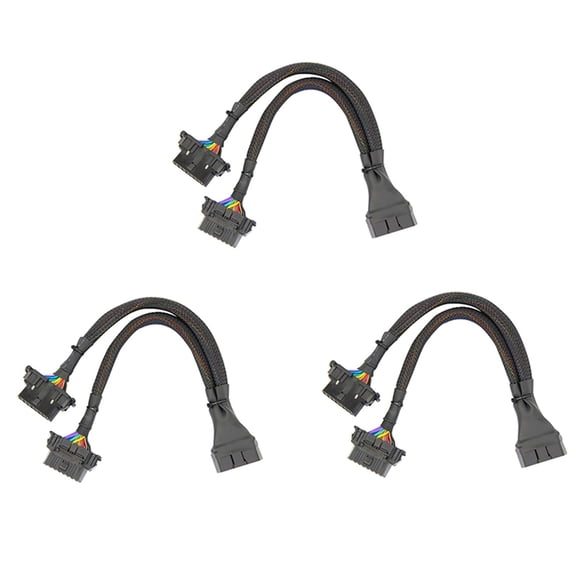 OBD2 Splitter 16 Pin OBD II Splitter Extension 1X Male and 2X Female Extension Cable Adapter (1FT/30CM) (3Pack)