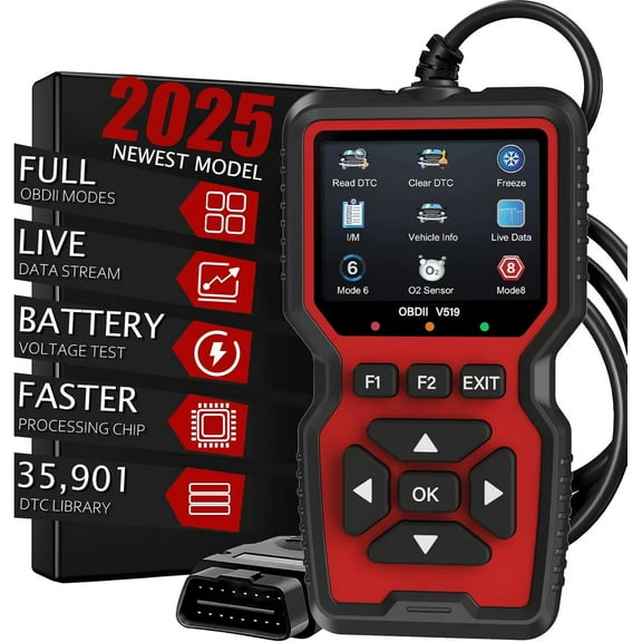 OBDII Code Reader & Engine Diagnostic Scanner  Live Data, I/M Readiness, Mode 6/Mode 8, Fault Code Lookup, Plug-and-Play Car Scanner for All OBDII Vehicles 1996+