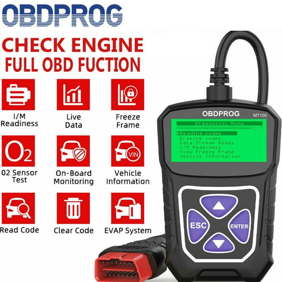 OBDPROG MT100 OBD2 Scanner Code Reader EOBD Car Check Engine Fault Automotive Diagnostic Tool