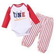 thumbnail image 1 of OBEEII Baby Boys First Birthday Outfits One Year Old Birthday Clothes Long Sleeve Romper with Pants Fall Winter Infant Boys Outwear, 1 of 9