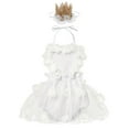 thumbnail image 1 of OBEEII Baby Girl's 1st Birthday Lace Tulle Romper Toddler Baby Girls Princess Tutu Dress First Birthday Photography Clothes With Headband 6-12 Months White flowers, 1 of 6