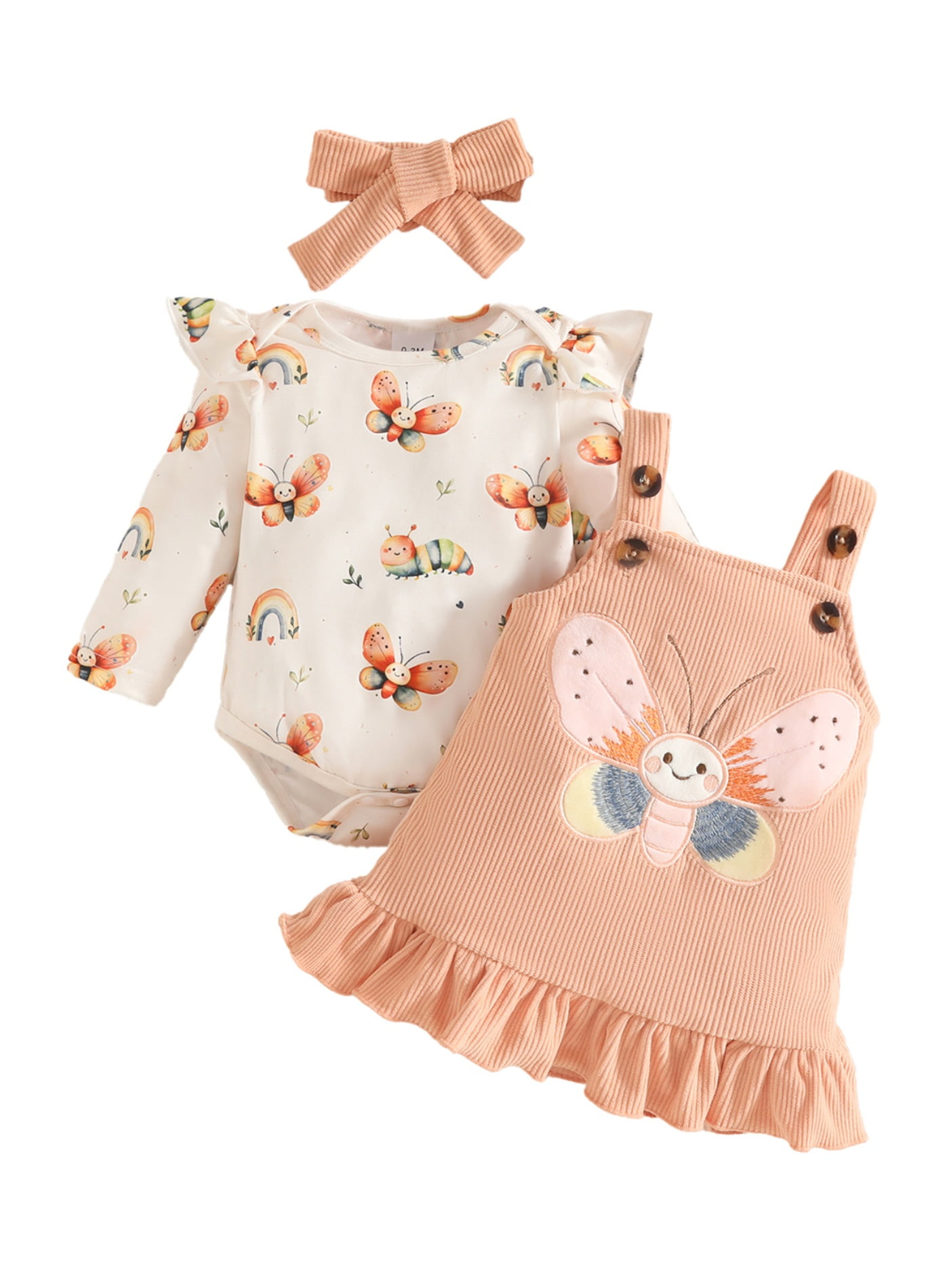 OBEEII Baby Girls Clothes Toddler Long Sleeve Ruffle Romper Top Infant Skirt Set Little Girl Overall Dress Fall Winter Outfits