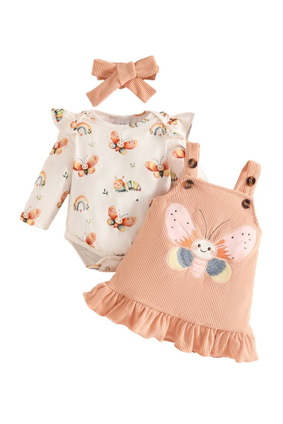 Baby Girls Clothes Toddler Long Sleeve Ruffle Romper Top Infant Skirt Set Little Girl Overall Dress Fall Winter Outfits
