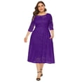 thumbnail image 1 of OBEEII Dresses for Women Floral Lace 3/4 Sleeve Dresses Trendy Leisure Plus Size Dresses Loose Fit Long Dresses with Pockets, 1 of 6