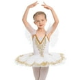thumbnail image 1 of OBEEII Girls Ballet Leotards Dresses Ruffle Sleeve Ballet Dance Skirts Swan Lake Tutu Princess Dresses Ballerina Dancewear, 1 of 9