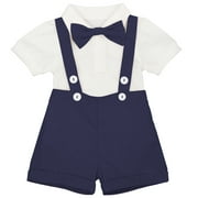 OBEEII Infant Baby Boys Short Sleeve Romper Baby Boy Christening Shorts Set Baby Cake Crush Suit Shorts 70 Navy Blue