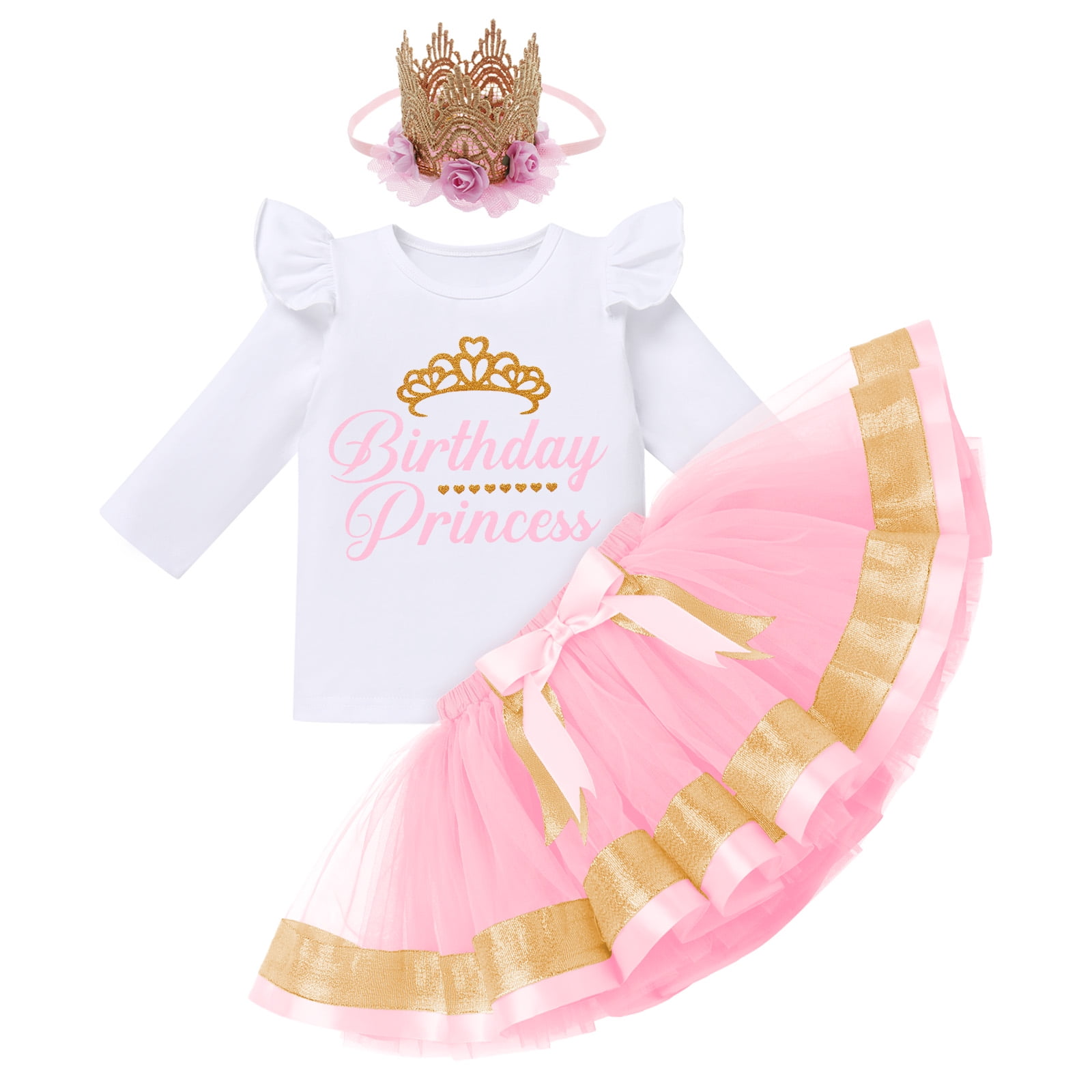Baby Girl "ONE" Birthday Tutu Dress & Headband Set - 1st/2nd Birthday Photo Shoot Outfit