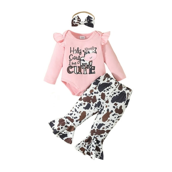 OBEEII Infant Toddler Girls Long Sleeve Romper and Pants Cute Printed Fall Winter Outfits Baby Cake Smash Birthday Outfits with Headband