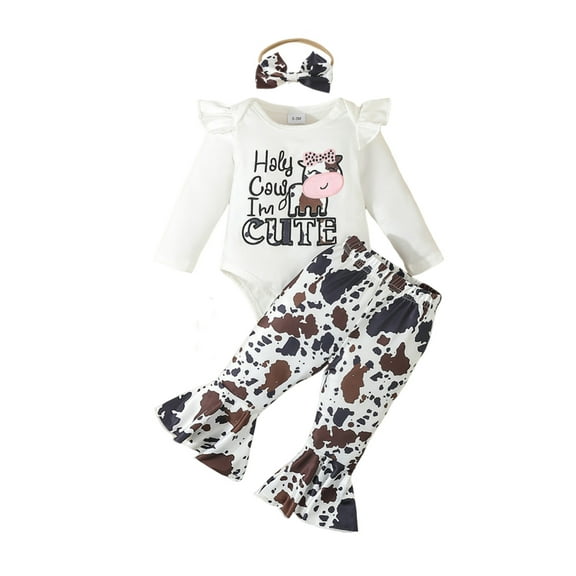 OBEEII Infant Toddler Girls Long Sleeve Romper and Pants Cute Printed Fall Winter Outfits Baby Cake Smash Birthday Outfits with Headband