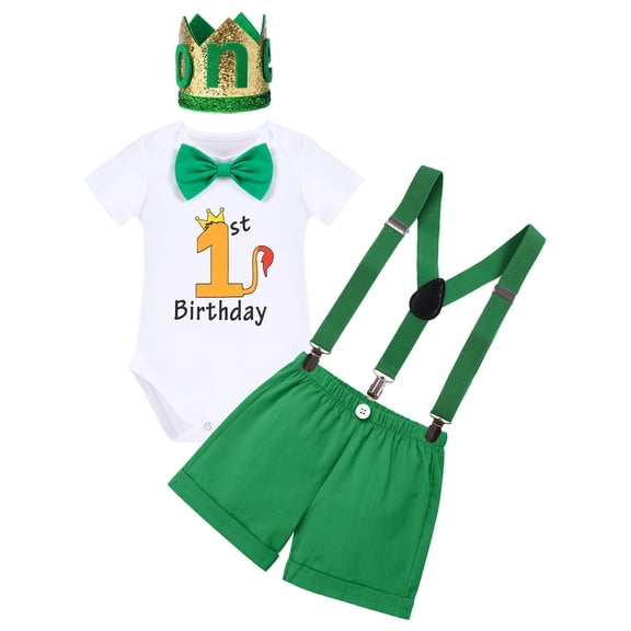 OBEEII Infant and Toddler Baby Boys Jungle Theme Cake Smash Outfit 1Y green 1