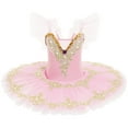 thumbnail image 1 of OBEEII Kids Girls Ballet Dance Leotard Flutter Sleeve Ballerina Dresses Elegant Camisole Leotard Ruffle Tutu Dresses, 1 of 7