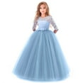 thumbnail image 1 of OBEEII Kids Girls Formal Party Dress 3/4 Sleeve Full Length Princess Dresses Girls Birthday Party Dress 150 sky blue, 1 of 5