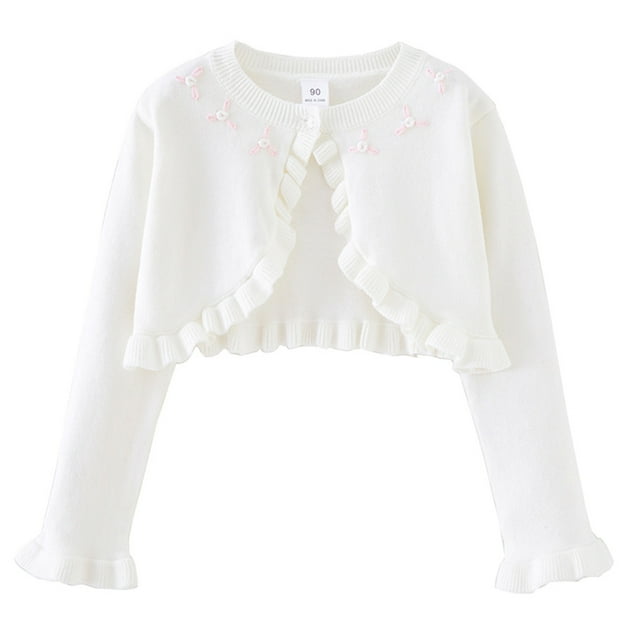 OBEEII Little Girls Knitted Cardigan Long Sleeve Bolero Shrug Cropped