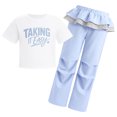 thumbnail image 1 of OBEEII Little Girls Summer Outfits Short Sleeve Printed T-shirt Cute Cargo Pants Two Piece Spring Outfits Clothes for Kids Teens, 1 of 9