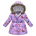 thumbnail image 1 of OBEEII Little Girls Winter Coats Lightweight Hooded Puffer Cute Printed Thicken Outwear Insulated Down Jacket with Pockets, 1 of 7