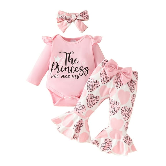 OBEEII Long Sleeve Romper and Bell Bottom Pants Set for Little Girls Bee Printed 1st Birthday Outfits Newborn Clothes for Fall Winter