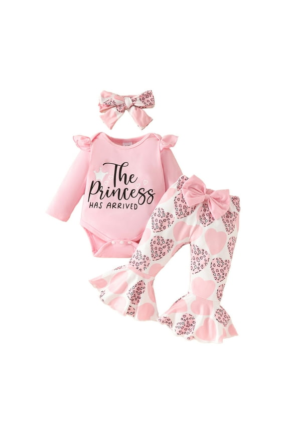 Long Sleeve Romper and Bell Bottom Pants Set for Little Girls Bee Printed 1st Birthday Outfits Newborn Clothes for Fall Winter