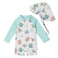 thumbnail image 1 of OBEEII Long Sleeve Swimsuits for Baby Boys One Piece Zip Up Bathing Suits UPF 50+ Beach Swimwear with Sun Hat, 1 of 9