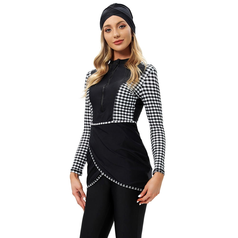 Modest Swimwear Burkini Summer Burkini Muslim Swimwear Female Two-Piece Set Swimsuit Long Sleeve Beach Swimming Suit Muslim Bathing Suits For Women