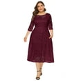 thumbnail image 1 of OBEEII Plus Size Wedding Guest Dress Chic Floral Lace Dresses for Women 3/4 Sleeve Party Dresses with Pockets, 1 of 5