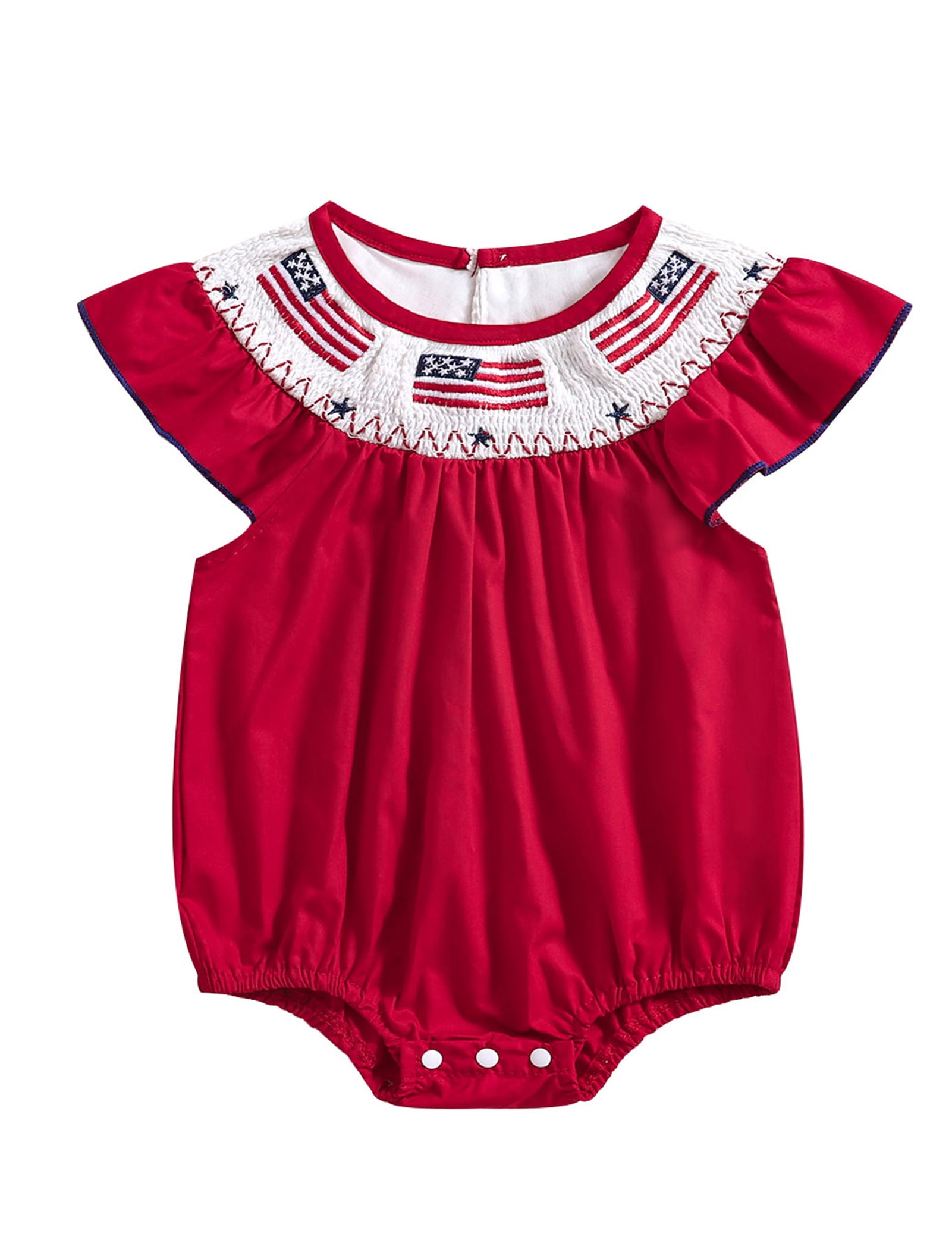 OBEEII Romper for Baby Boys Girls Chic Dressy Summer Outfits Red Cake Smash Party Casual Girls Clothes