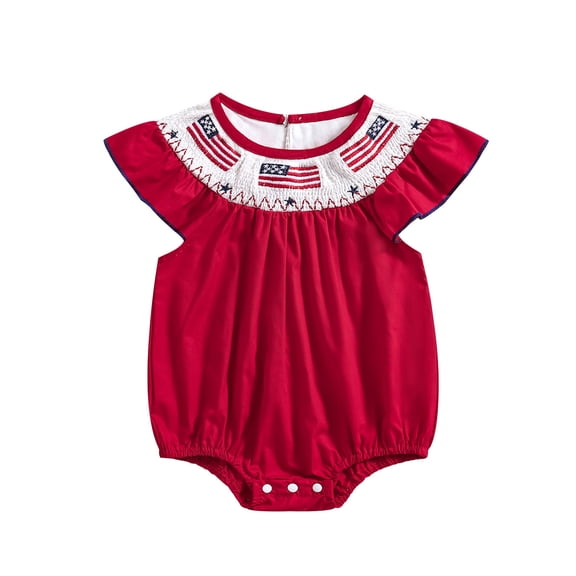 OBEEII Romper for Baby Boys Girls Chic Dressy Summer Outfits Red Cake Smash Party Casual Girls Clothes