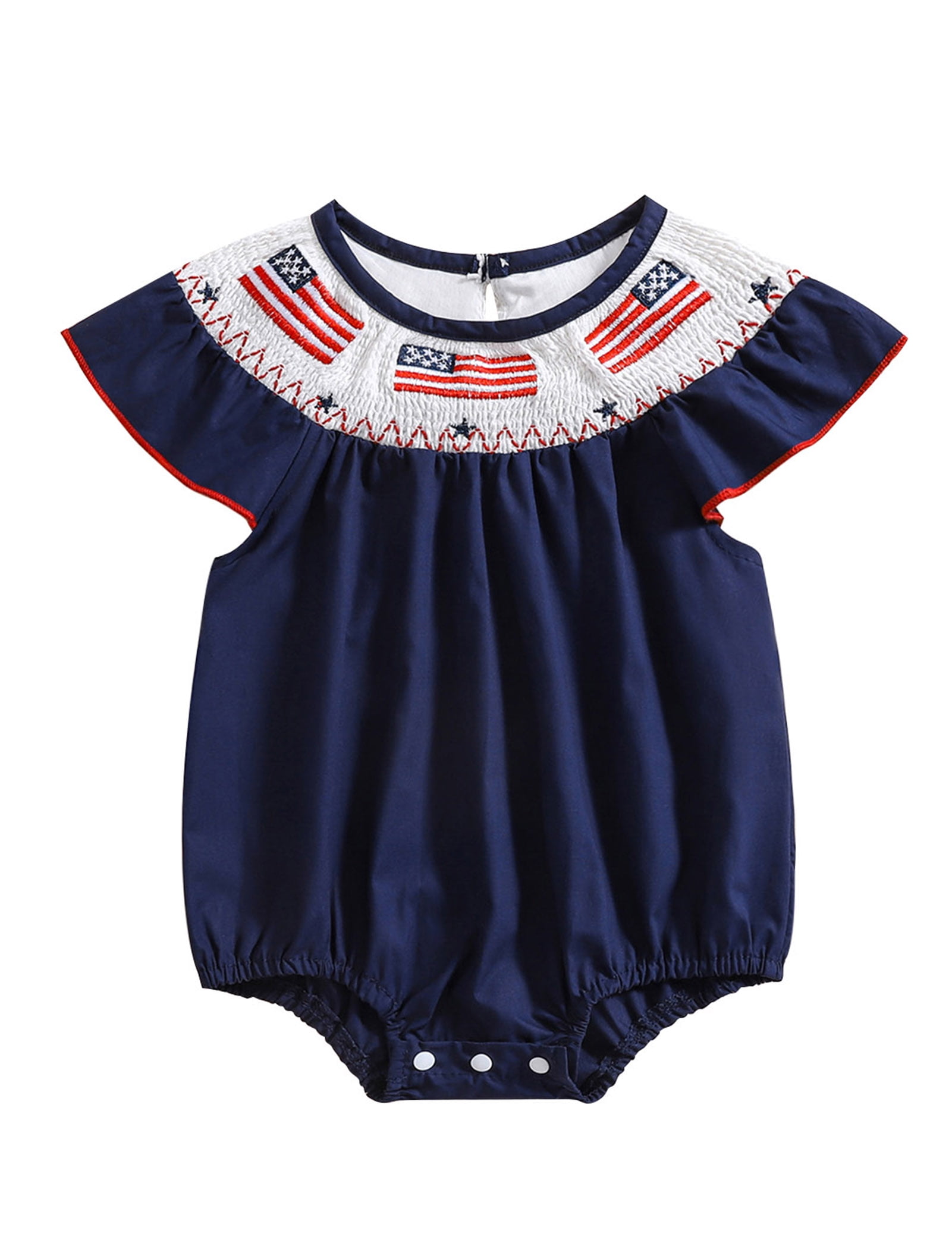 OBEEII Short Sleeve Romper for Girls Boys Embroidered Jumpsuit Onesie Birthday Cake Smash Bodysuit Summer Outfits for 3M-3T