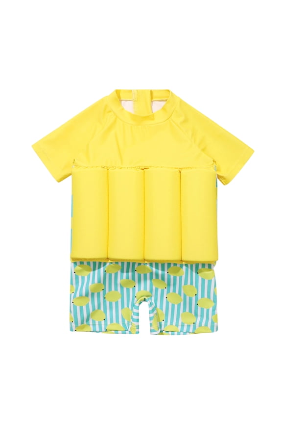 Summer Baby Kid Short Sleeve Floating Swimsuit Baby Boys And Baby Girls One Piece Buoyancy Swimsuit