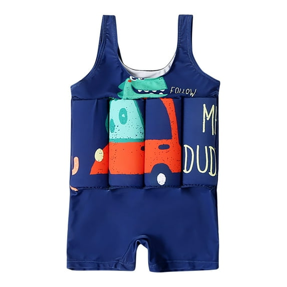 OBEEII Summer Kid Sleeveless Float Suit Floating Swimsuit One-piece Float Swimsuit Swimming 110 Navy blue
