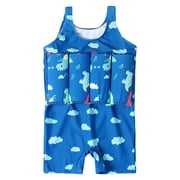 OBEEII Summer Kid Sleeveless Float Suit Floating Swimsuit One-piece Float Swimsuit Swimming 110 blue