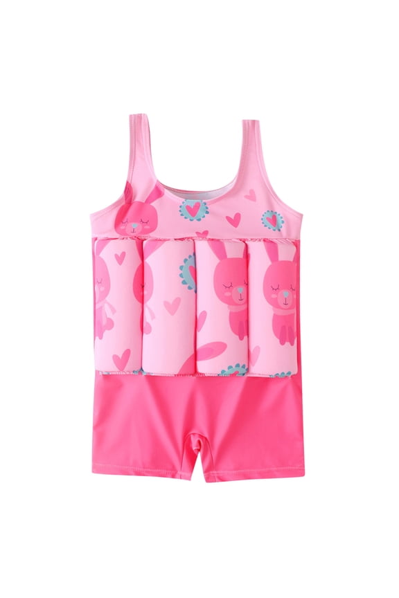 Summer Kid Sleeveless Float Suit Floating Swimsuit One-piece Float Swimsuit Swimming 110 rose Red