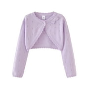 OBEEII Sweater Tops for Girls Fall Winter Long Sleeve Knitted Cardigan Fashion Chic Eyelet Crochet Casual Daily Wear