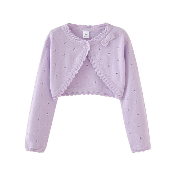 OBEEII Sweater Tops for Girls Fall Winter Long Sleeve Knitted Cardigan Fashion Chic Eyelet Crochet Casual Daily Wear